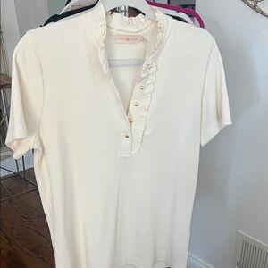 Tory Burch Women's White Ruffled Top